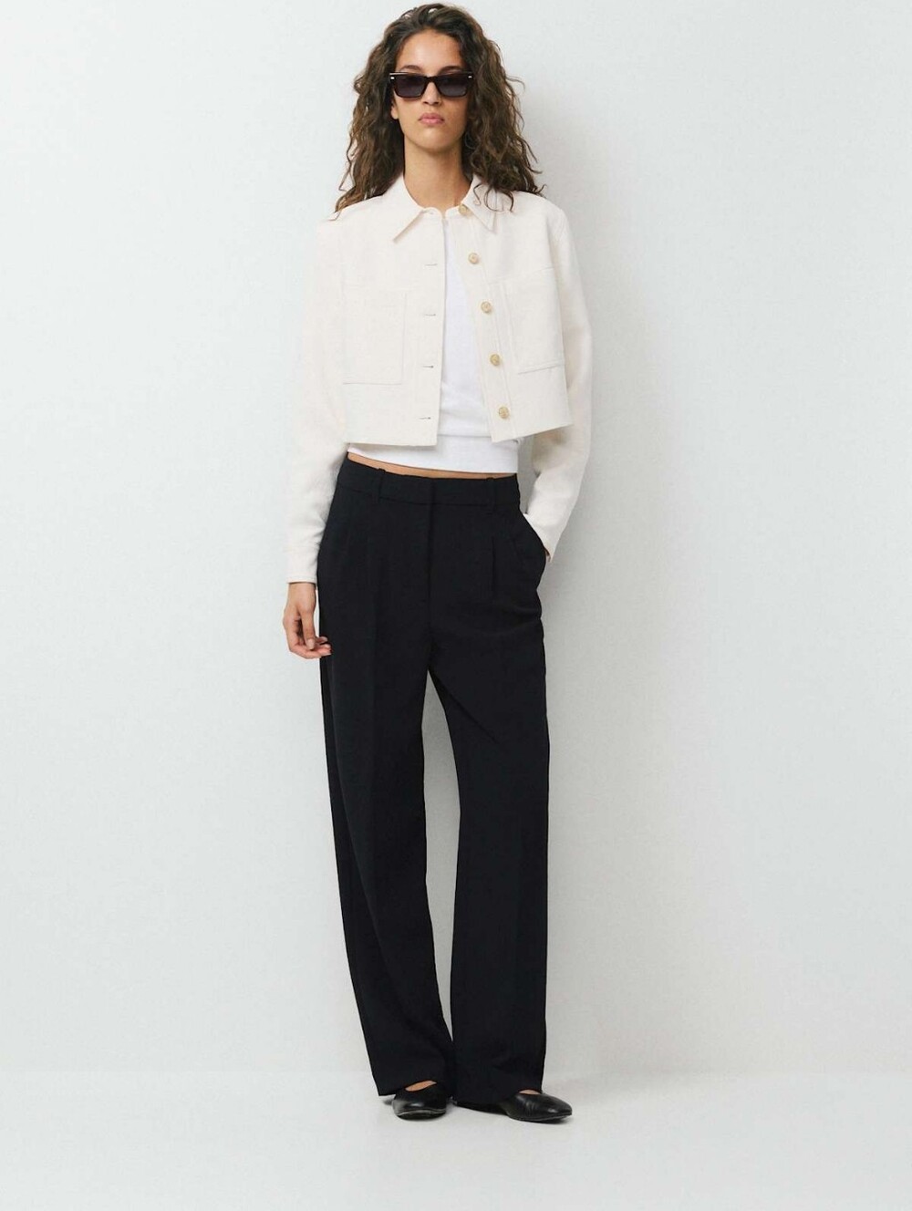 Aritzia Wilfred Cream Little Cropped Jacket Button-Front - Picture 2 of 6